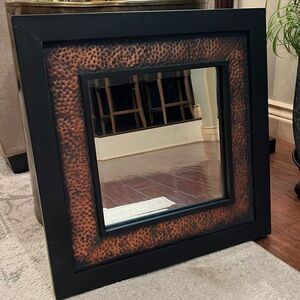 Beveled Mirror with Copper and Black Metal Frame